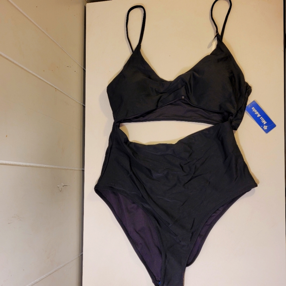 MISS ADOLA BLACK MONOKINI SIZE 12 NWT